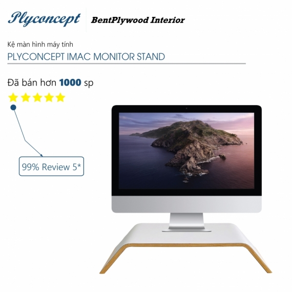 Kệ màn hình máy tính, Kệ Imac gỗ uốn cong PlyConcept Imac Stand - Laminate Màu Trắng