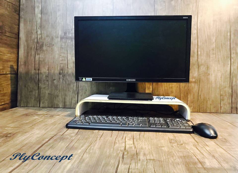 kệ màn hình uốn cong plyconcept monitor stand màu trắng