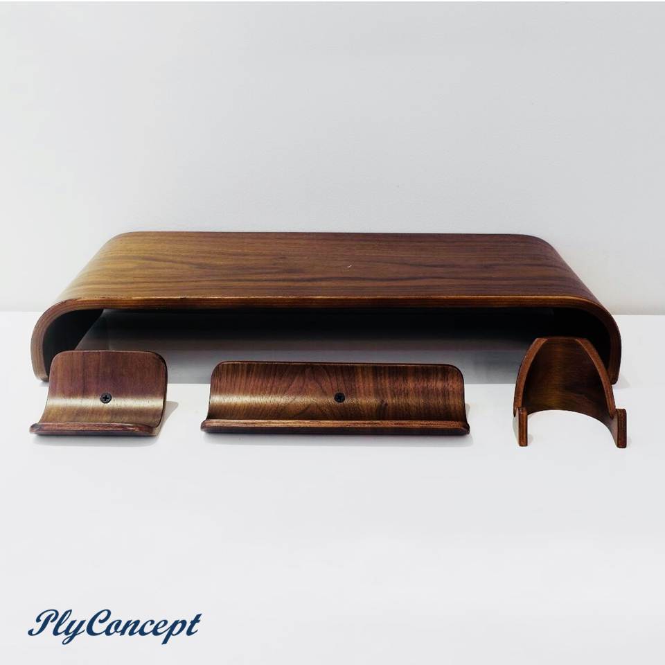 kệ màn hình và combo plyconcept desk set: card holder, pen tray, phone stand